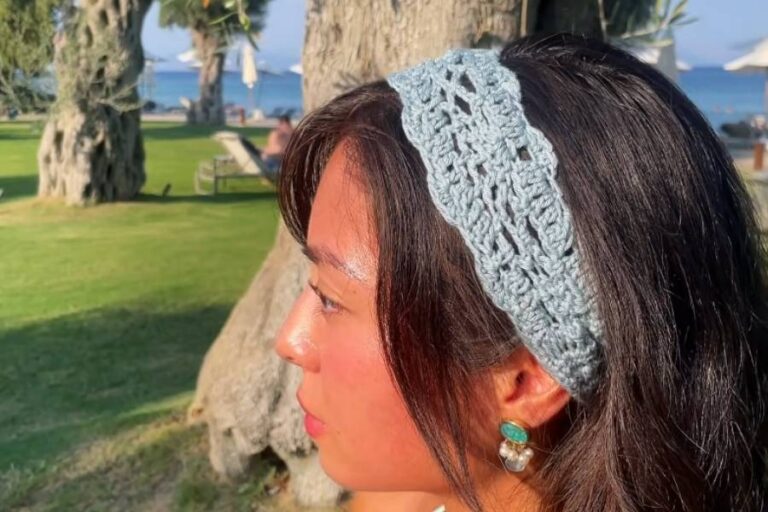 Crochet Flower Lace Headband Pattern for Beginners